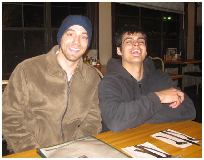 John and I grabbing a late night bite to eat.