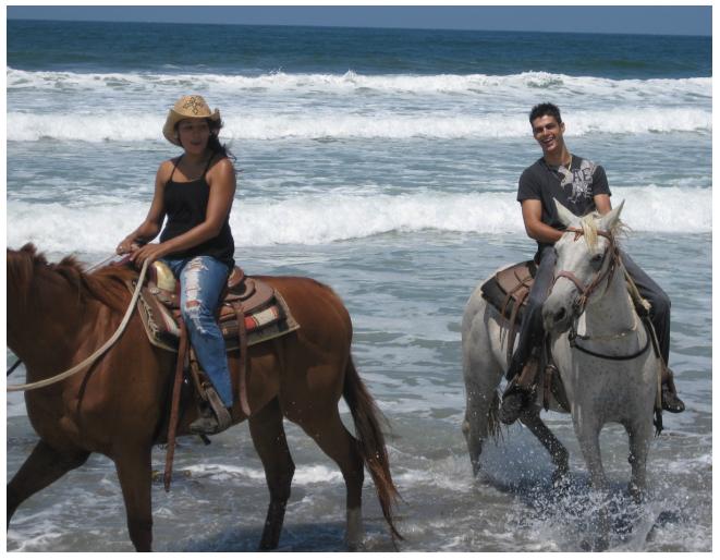 Location A, horseback ride to the beach.