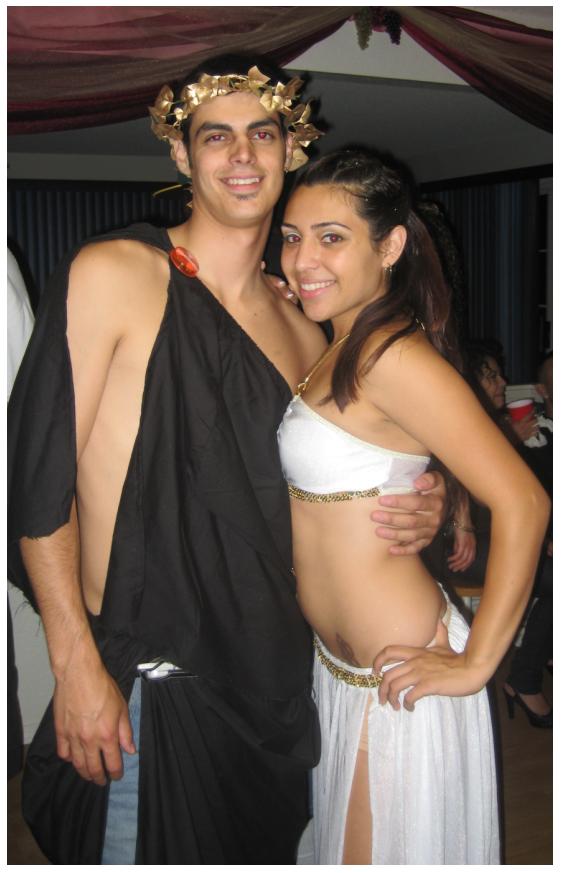 The birthday girl and I at our Toga Party.